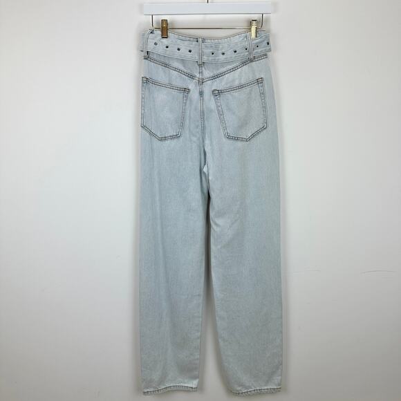 WeWoreWhat Cut Out Straight Leg Indigo Denim Jean High Waist Belted Grunge US 26 - Picture 15 of 16